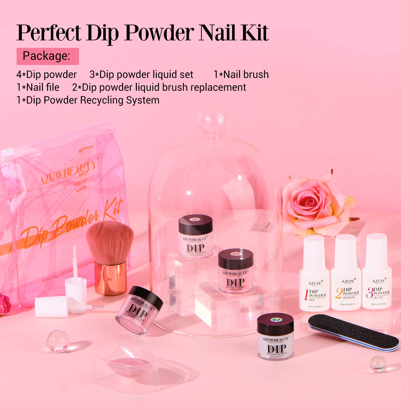 Classic Pink - 12Pcs Dip Powder Nail Kit Starter Kit