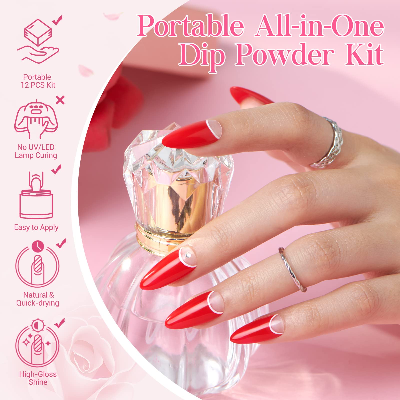 Romantic Wedding - 12Pcs Dip Powder Nail Kit Starter Kit