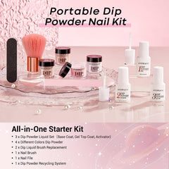 Nude Translucent - 12Pcs Dip Powder Nail Kit Starter Kit