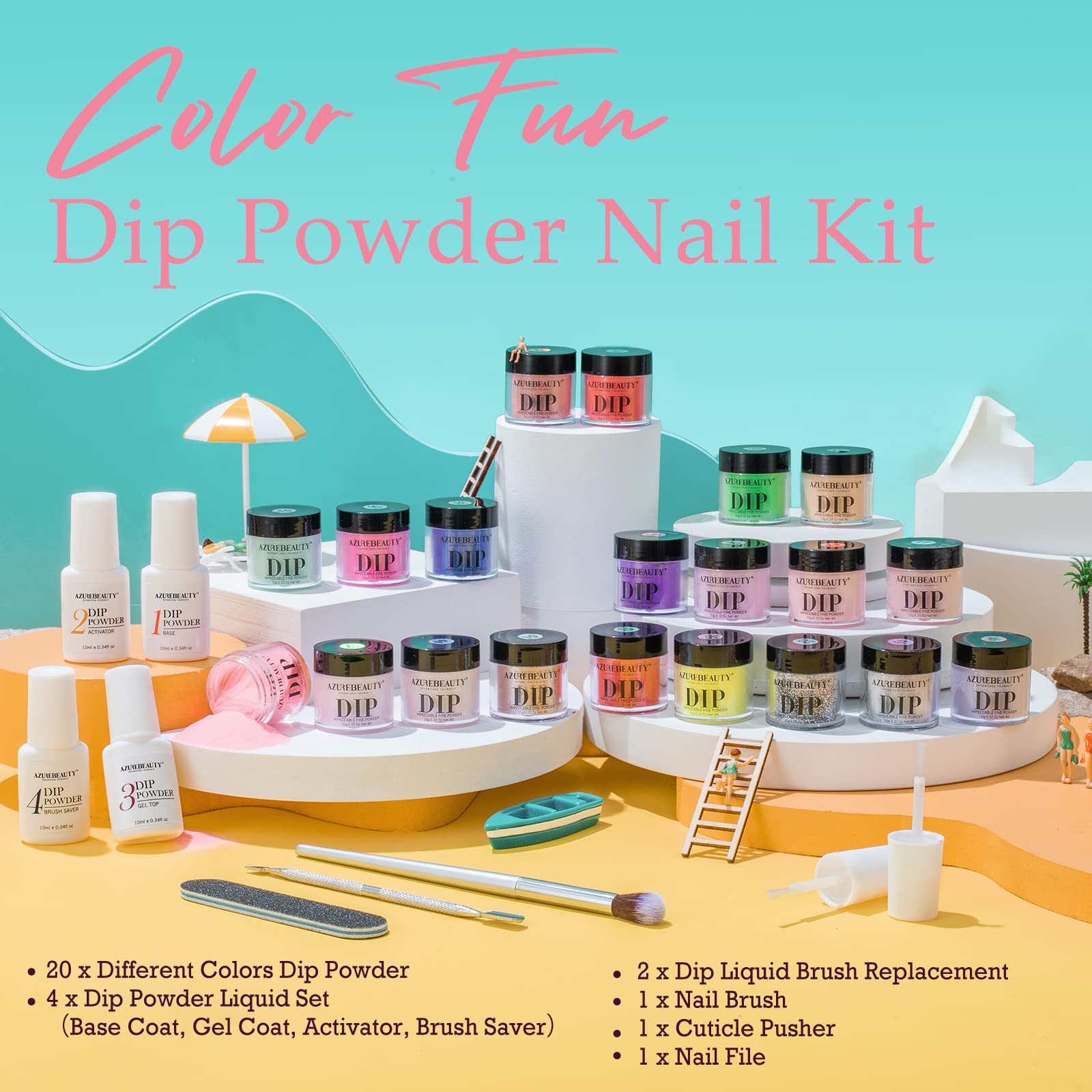 Rainbow - 29Pcs Dip Powder Nail Kit Starter Kit