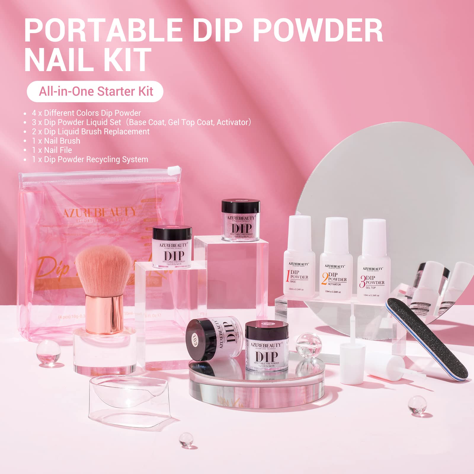 Gentle Lady - 12Pcs Dip Powder Nail Kit Starter Kit